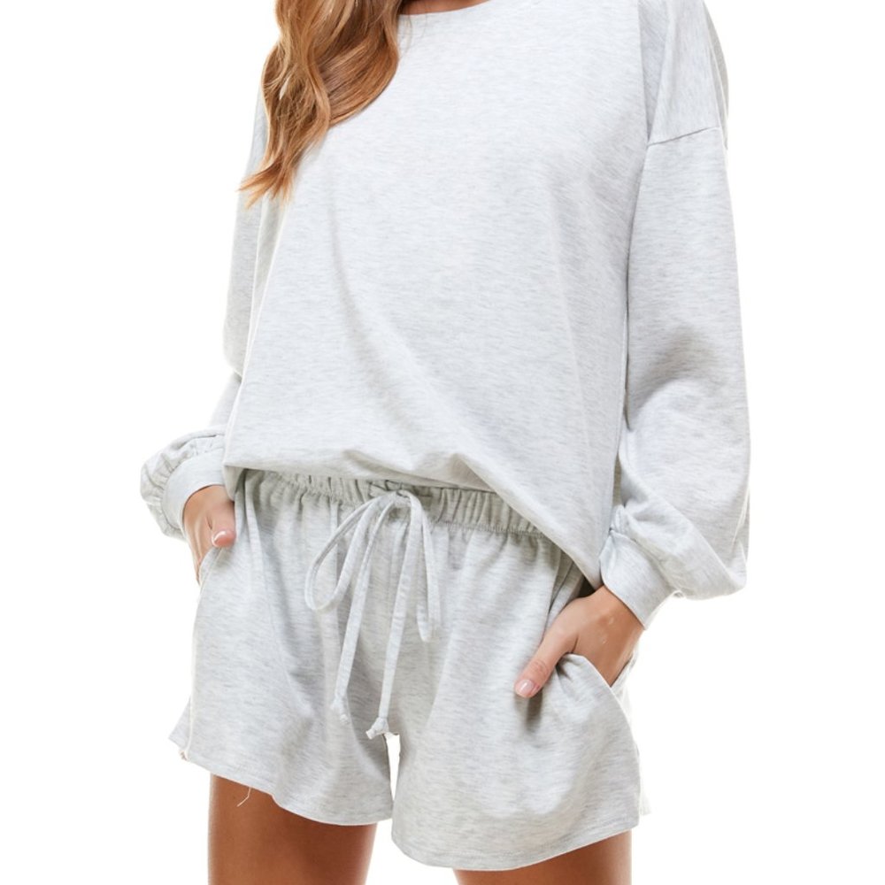 Women's Two Piece Outfits Pajama Long Sleeve Shirt and Shorts Pant Lounge
